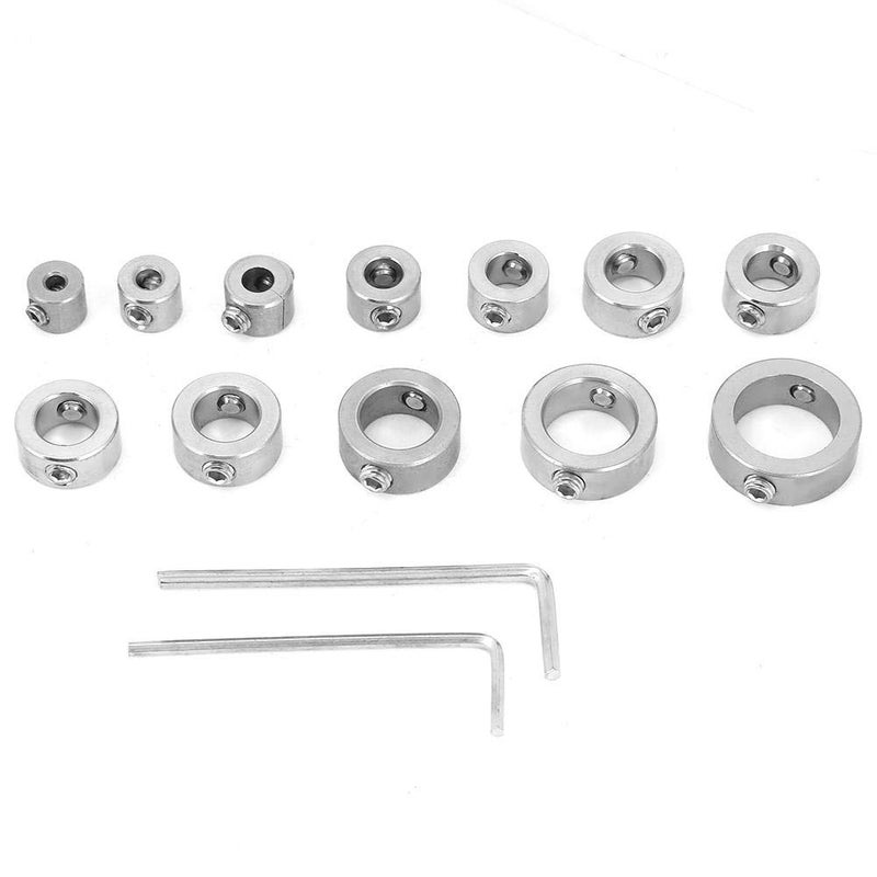 Hilitand 12pcs Stainless Steel Drilling Limit Ring Drill Depth Stop Bit Collar Set 3mm - 16mm - Image 1